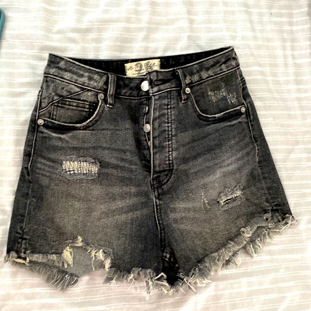 SOLD Free People Black denim shorts